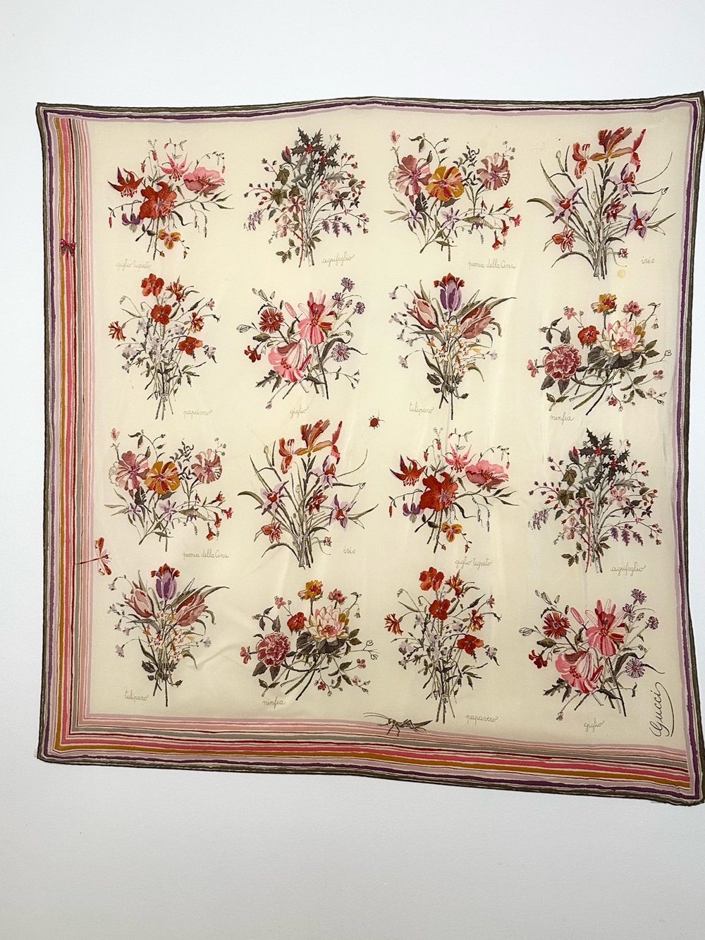Gucci Historical Archive Original Story of Flora Silk Scarf
